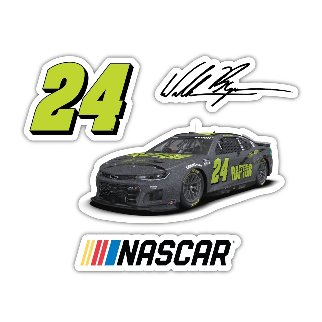 R and R Imports William Byron 24 NASCAR Cup Series 4 Pack Laser Cut Decal
